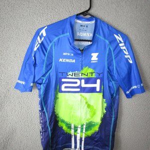 ATHLOS MEN'S CYCLING SHIRT JERSEY BLUE GREEN LARGE POLYESTER